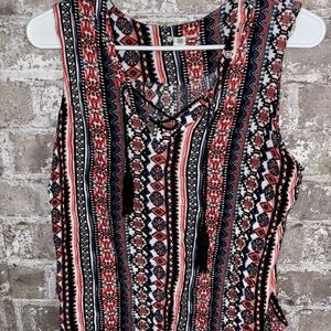 Tribal Red and Black Patterned Tank Top